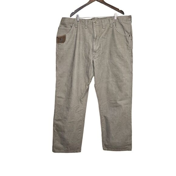 RIGGS WORKWEAR by WRANGLER Cargo Carpenter Dark Khaki Jeans Size 46X32 - Picture 1 of 13